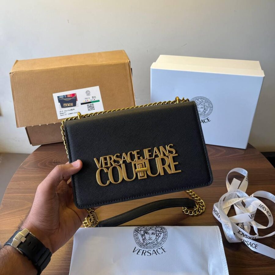 VERSACE JEANS COUTURE SAFFIANO CROSSBODY SLING BAG WITH DOUBLE BOX PACKING