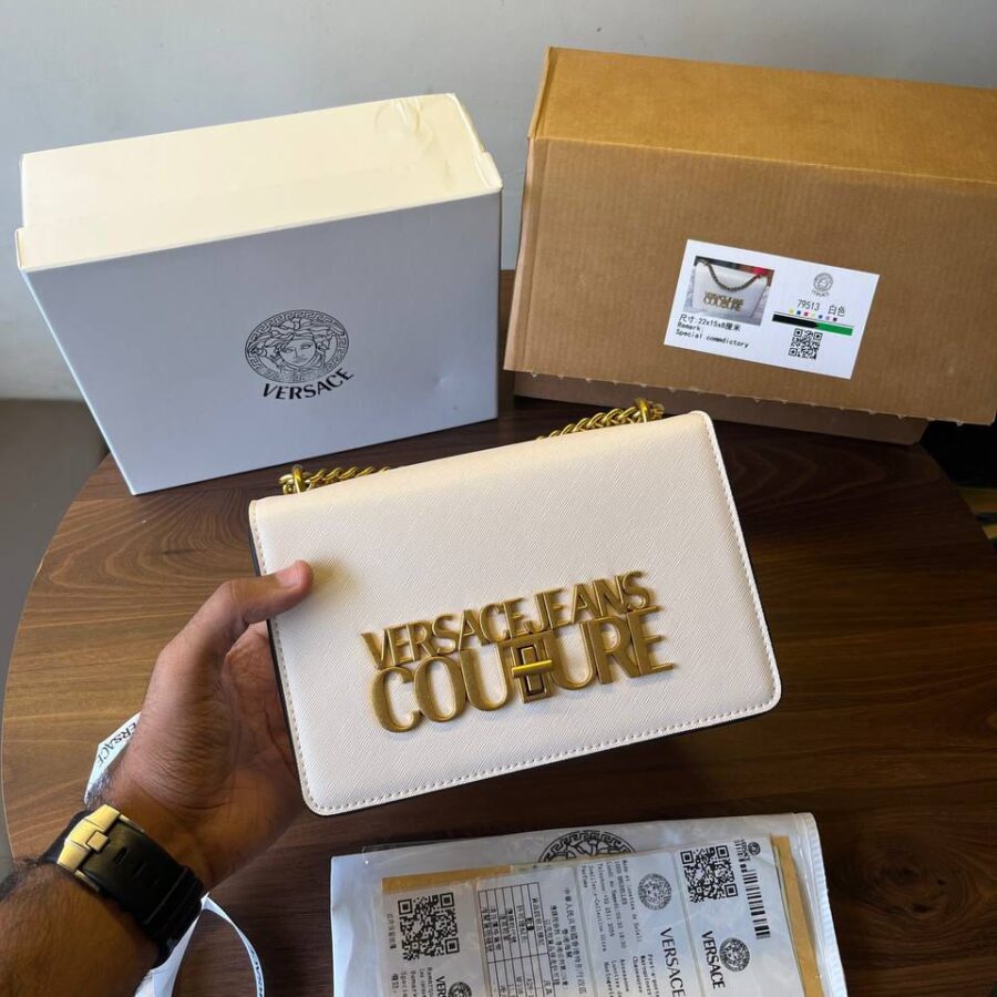 VERSACE JEANS COUTURE SAFFIANO CROSSBODY SLING BAG WITH DOUBLE BOX PACKING